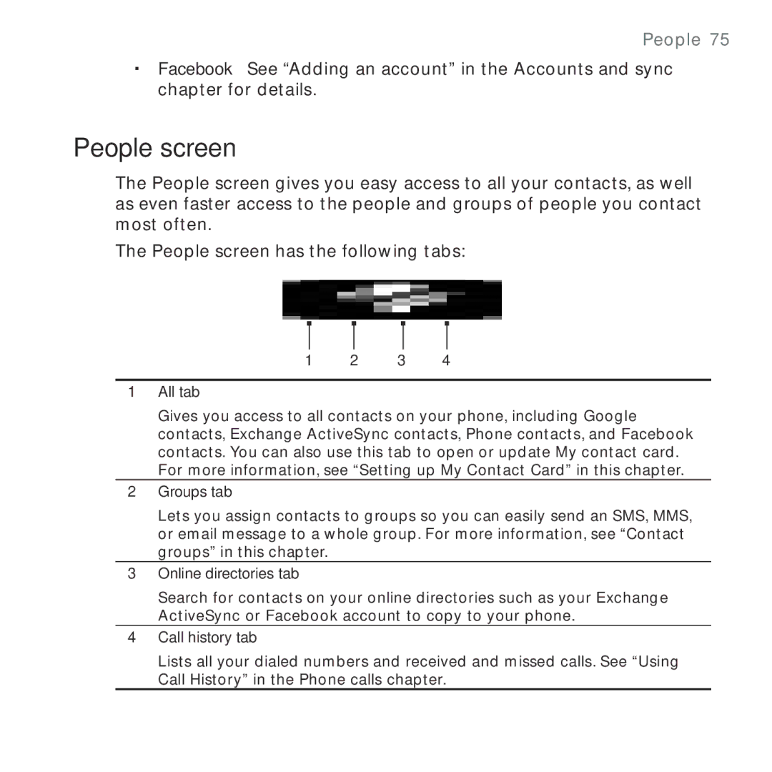 HTC HTC Desire manual People screen, People  